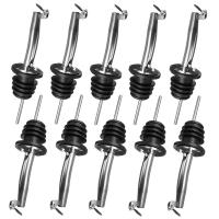 10-Pack Stainless Steel Wine Pourers Liquor Pour Spouts Set for Wine Liquor Olive Oil Coffee Syrup Vinegar Bottles