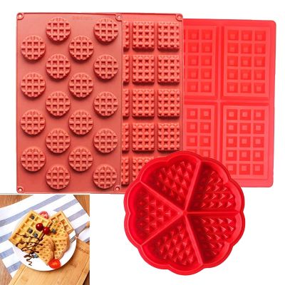 Waffle Silicone Mold For Baking Heart Cookie Chocolate Mould Mini Round Candy Makers Square Tray Wax Melts Cake Decorating Tools