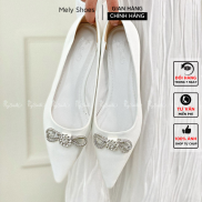 Giày búp bê mũi nhọn đính nơ lấp lánh - THENYSMILE - OUTER
