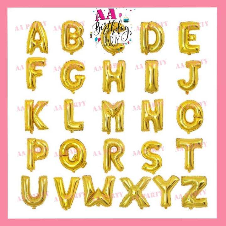 AA BIRTHDAY PARTY 16 Inches Gold Alphabet Letter Foil Balloon Party ...