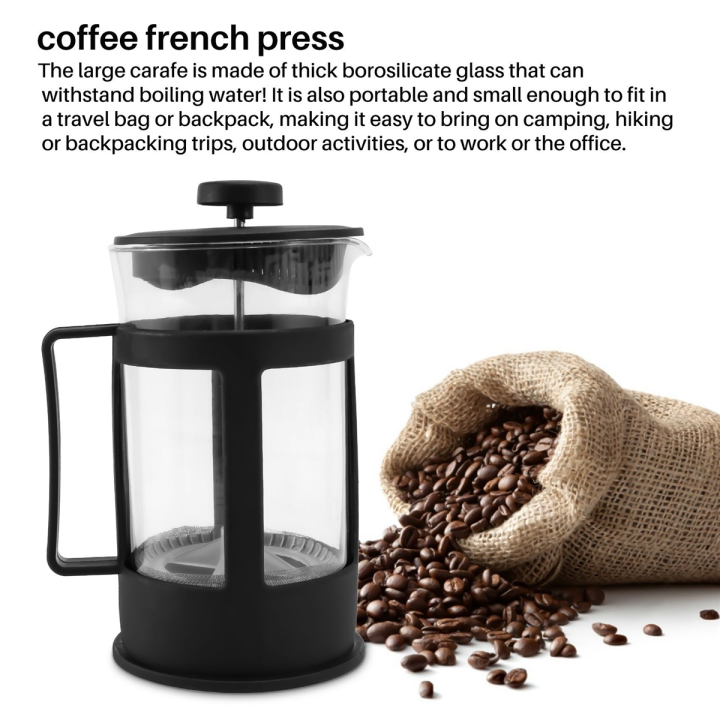 3x-glass-french-press-coffee-tea-maker-600ml-coffee-press-borosilicate-glass-with-heat-resistant-handle