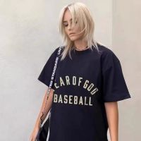 Top Quality FOG FEAR OF GOD seventh season main line baseball flocking printed baseball short-sleeved T-shirt