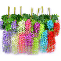 12 Pcs Artificial Flower Vine Fake Wisteria Hanging Garland Plant Home Decoration Wedding Backdrop Wall Garland Garden Arch Decr