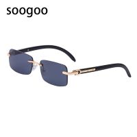 Rimless Rectangle Sunglasses Men 2023 Luxury Brand Designer Vintage Frameless Sun Glasses For Women Classic Eyeglasses UV400 Cycling Sunglasses