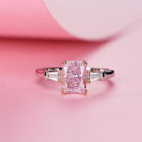 【cw】 Brocade Ornament Cross-Border New European and American Fashion Pillow Square Pink Diamond Zircon Ring Valentines Day Engagement Ring