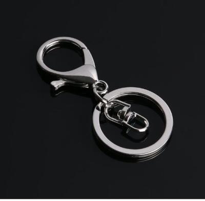 50pcs 30mm Keyring Multiple Colors Key Chains Rings Round Golden Silver-Plate Hook Lobster Clasp Keychain