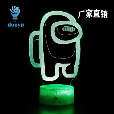 [COD] Cross-border controller Among Us chicken eating creative gift colorful night light touch remote control