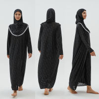 1piece Embossing Lace Muslim Hooded Abaya Turban Women Kaftan Outwear Saudi Arabia Djellaba Prayer Dresses Islam Hijabs Hats 12#
