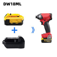 แบตเตอรี่อะแดปเตอร์แปลง DW18ML สำหรับ DeWalt 18โวลต์20โวลต์แบตเตอรี่ Li-Ion แปลงเป็นสำหรับมิลวอกี18โวลต์สว่านไร้สายแปลงแบตเตอรี่