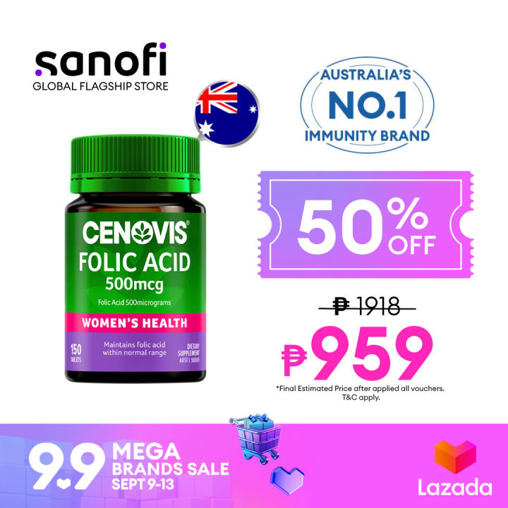 Cenovis Folic Acid 500mcg 150 Tablets Helps Prevent Neural Tube Defects ...