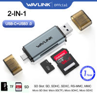 Wavlink 2-In-1 USB C + USB3.0 SD Card Reader Adapter 2การ์ดทำงาน Mini อลูมิเนียม OTG /Thunderbolt 3 USB TF Card Reader สำหรับ TF SD Micro SD SDXC SDHC MMC RS-MMC Micro SDXC Micro SDHC UHS-I,เข้ากันได้กับ MacBook , iPad, Samsung Galaxy S21, Android, PC