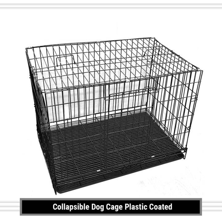 MDCPCollapsible Black Dog Cage Plastic Coated Single Door Metal Pet