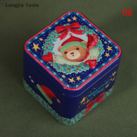 Longjia Tools กล่องใส่ลูกกวาดโลหะทรงสี่เหลี่ยมสำหรับเทศกาลคริสต์มาสกล่องเก็บของกล่องบิสกิตกล่องเก็บของกระป๋องเหล็กตกแต่งคริสต์มาส