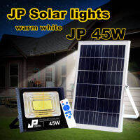 JD ไฟโซล่าเซลล์ 45w แสงสีเหลือง(warm white) ไฟโซล่าเซล solar light พร้อมรีโมท ไฟสปอตไลท์ ไฟ solar cell กันน้ำ IP67 รับประกัน 1 ปี สินค้าพร้อมส่ง