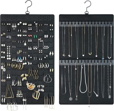 Large Necklaces Door/Wall With Hanger Holder Rotating Earring Organizer Jewelry Dual-sided