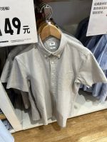 Uniqlo Uniyi᷂ Flagship Fitting Room U Mens Oxford Textile Shirt (Short-sleeved Casual Commuting Shirt) Trendy 447008