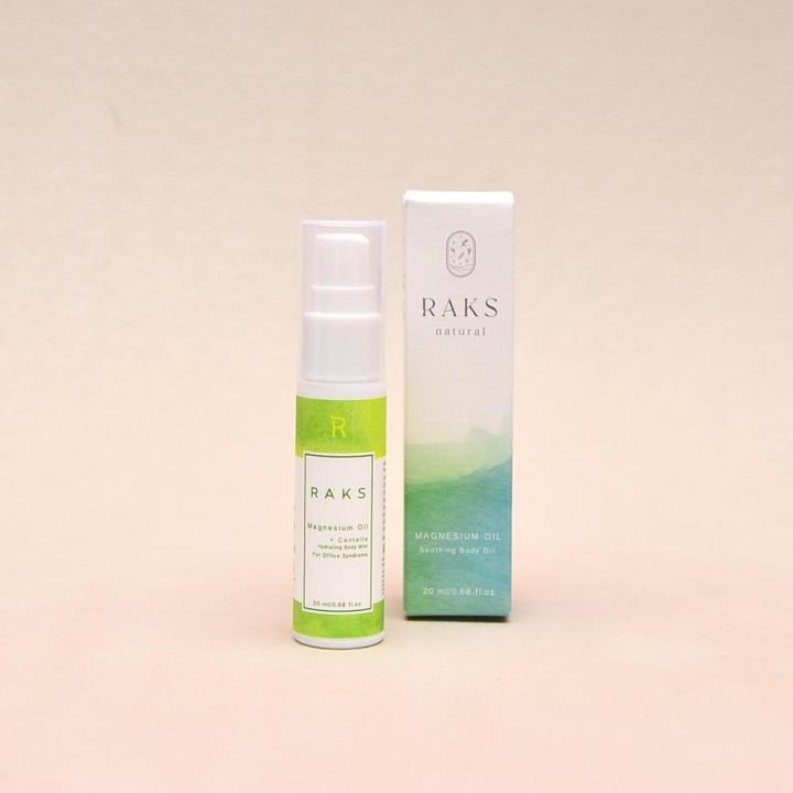 raks-natural-แมกนีเซียมออยล์-relax-amp-reset-สเปรย์-น้ำมันนวดตัว-สารสกัดจากขิงและใบบัวบก-ผสมผสานกับ-rosemary-tea-tree-essential-oils