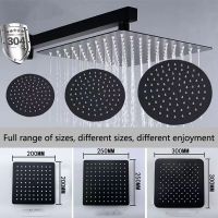 QSR STORE Black Square Shower Head Rainfall Accessories Stainless Steel Top Bathroom Ultrathin Ceiling Install