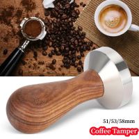 【2023】51mm53mm58mm Espresso Coffee Tamper Aluminum Coffee Distributor leveler Tool Bean Press Hammer with Wooden Handle Coffee Tools