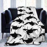 【Fashion creativity Blanket】Ocean Orca Sea Killer Whales Linen Yoga Microfiber Flannel Blankets for Kids Boys and Girls