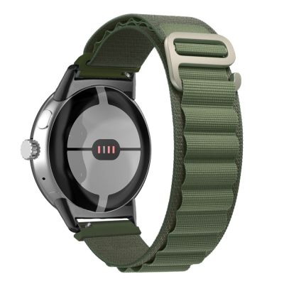 ตัวเชื่อมต่อสีดำห่วงไนลอนสำหรับนาฬิกา Google Pixel สายนาฬิกาข้อมือ (สีเขียว)