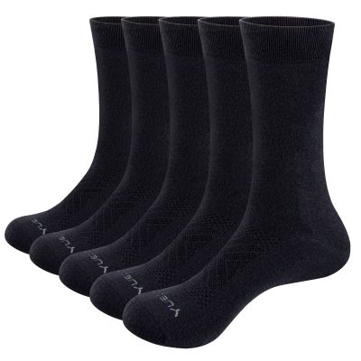 YUEDGE 5 Pairs Men Breathable Combed Cotton Business Loose Fitting Plain Thin Socks 37-46