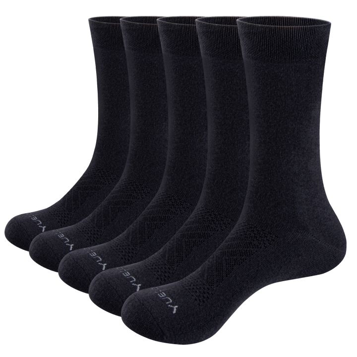 yuedge-5-pairs-men-breathable-combed-cotton-business-loose-fitting-plain-thin-socks-37-46