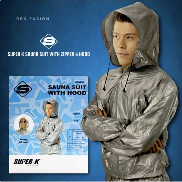 Super K Sauna Suit with Full Zipper Hood (Silver) Lazada PH