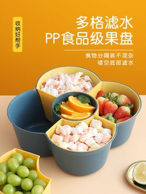 ▲ plate living room New Years candy box petals four-grid sub-package tray drain basin dried fruit storage snack platter