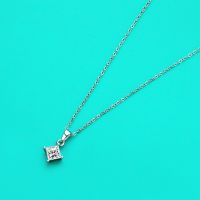 KNOBSPIN 1ct Princess Cut Moissanite Necklace for Woman Wedding Jewely with Certificate s925 Sliver Plated White Gold Necklace