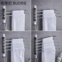 2021Stainless Steel Towel Holder Wall Mounted 2345 Rod Storage Shelf With Hook Rotatable Kitchen Hanger Bathroom Towel Rack