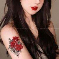 สติกเกอร์สักชั่วคราวกันน้ำได้ยาวนานแขนขาแดงกุหลาบ