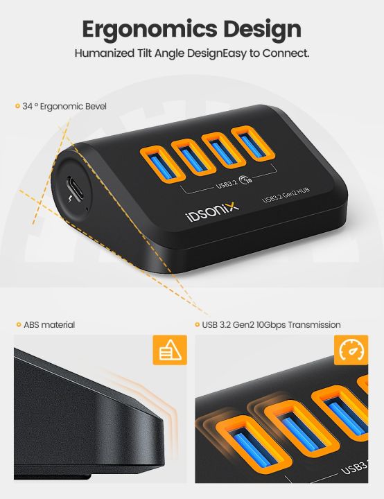 idsonix-ประเภท-c-usb-3-2ฮับแท่นวางมือถือ10gbps-ช่องเสียบสวิทช์สลับสัญญาณหลายพอร์ตซ็อกเก็ต-gen2-usb-a-สำหรับ-sur-แล็ปท็อปแมคบุ๊คพีซี