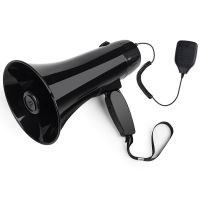 Power Portable 35W Bullhorn Megaphone Speaker with Built-in Siren USB Flash Drive 240S Recording Black Megaphones