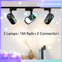 ชุด (3ไฟ + ราง2*0.5ม.) ไฟราง Led พร้อมราง,ชุดโคมไฟ3ชิ้น + ราง1ม.,ระบบไฟติดตามสำหรับเพดาน,ไฟสปอตไลต์ Cob สีขาวเย็น/อบอุ่นสำหรับร้านค้าบ้าน12/20/30/40W