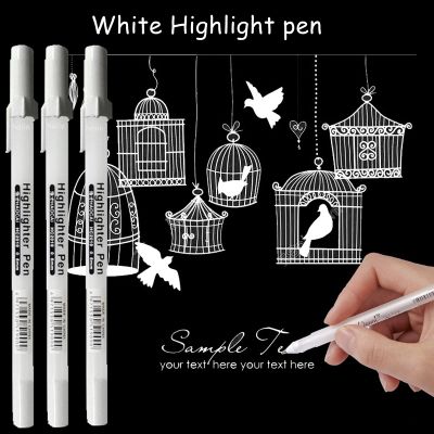 Haile 5 ชิ้นสร้างสรรค์หมึกสีขาวปากกาเจล Highlight Marker ปากกา Fine Tip สำหรับนักเรียน Drawing Art Writing เครื่องเขียนโรงเรียน-Yrrey