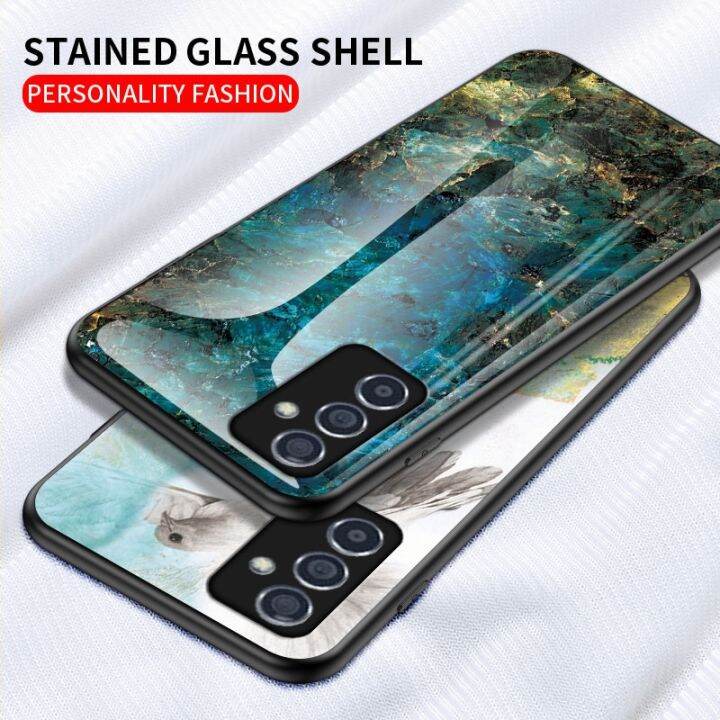 shine-electron-เคส-a54หินอ่อนสุดหรูกระจกเทมเปอร์-a34-a24-samsung-ซิลิโคนฝาหลังป้องกันกรอบสำหรับ-a13-a23-a33-a53-a73-m53-m33