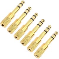 Quarter Inch Adapter, 6.35mm (1/4 Inch) Male to 3.5mm (1/8 Inch) Female Headphone Jack Plug, Gold 6 Pack