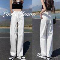 COD White soft denim wide-leg pants womens summer 2021 new high-waist drape straight mopping pants loos