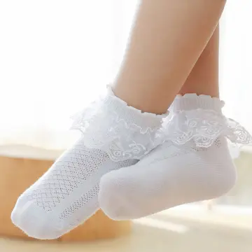 0-6 Months Baby Girls' Lace Ruffled Cute Socks: Cotton Blend Breathable  Comfort for Your Little One!