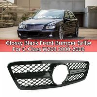 Car Front Bumper Grille Grill Glossy Black for - C-Class W203 C280 C320 C240 C200 C63 2000-2006