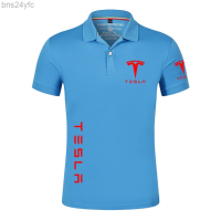 Summer  in Stock☬☸❉2023 Tesla Logo Summer Printing Polo Classic Top Outdoor Customize T-shirt Short Sleev 2023 new polo shirt