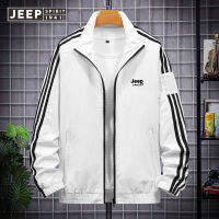 JEEP SPIRIT แจ็กเก็ตเสื้อโค๊ตแนวสปอร์ตเนื้อบางสีขาวสำหรับผู้ชายแจ็คเก็ตสไตล์เกาหลีเทรนด์เสื้อโค้ตกลางแจ้งเสื้อแจ็คเก็ตลำลองสำหรั