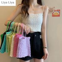 LIYA สปอร์ตบราชั้นในแบบบางสำหรับผู้หญิงเสื้อชั้นในสายเอี๊ยมพับสีทึบเสื้อเกาะอกตัดสั้นเสื้อชั้นในโครงเหล็กด้านบน