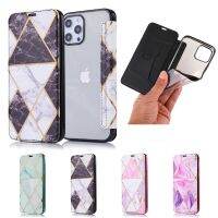 [Woo Fashion Case] หรูหราหินอ่อนซองหนังสำหรับ iPhone 13 12 Mini 11 Pro Max SE 2020 XR X XS 6วินาที7 8พลัส5 5วินาทีพลิกกระเป๋าสตางค์โทรศัพท์ปกหนังสือ F Unda