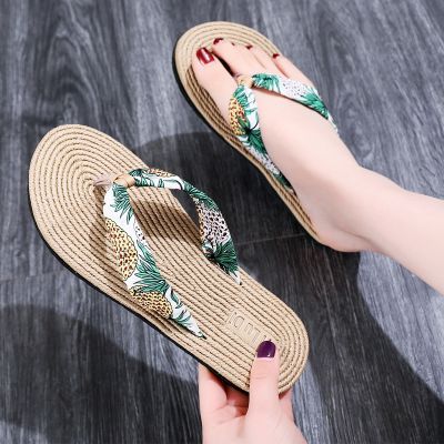 2023 imitation hemp travel bottom women sandals flip-flops outside Han flat beach with female slippers