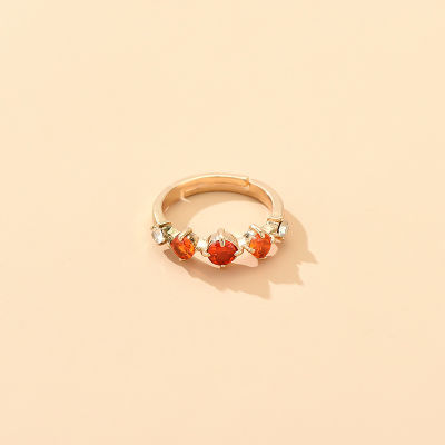 【Barley】แฟนตาซีสไตล์ญี่ปุ่นสีส้มโกเมนแหวนหญิง Ins คุณภาพสูงย้อนยุคอารมณ์อัญมณีแหวนสด
