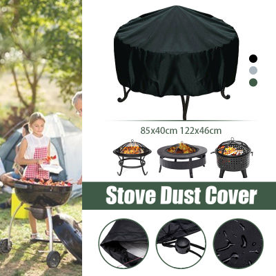 Waterproof Patio Fire Pit Cover Black UV Protector Grill BBQ Shelter Outdoor Garden Yard Round Canopy Furniture Covers