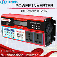 Juxing 8000W อินเวอร์เตอร์ไฟฟ้า, ตัวแปลงแรงดันไฟฟ้าแบบพกพา DC 12V / 24V เป็น AC 220V พร้อม USB 4 ช่อง, เต้าเสียบเอาต์พุตสากล 2 ช่อง, เครื่องชาร์จไฟไซน์เว