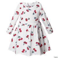 Baju Budak Perempuan Kids Girl Dresses Princess Floral Long Sleeve CottonCute Casual Skirt